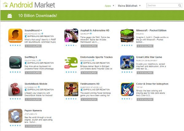 10 miliard stažení v Android Marketu - 10 prémiových aplikací za 10 centů