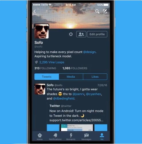 Twitter noční režim