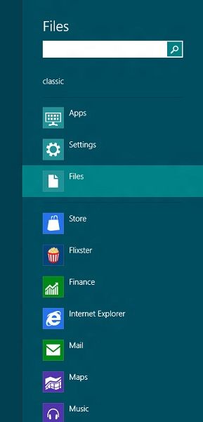 Hledání souborů v systému Windows 8 Hledání souborů v systému Windows 8