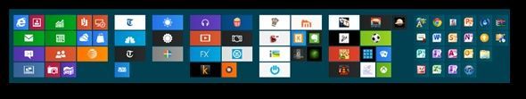 Přehled aplikací na úvodní obrazovce systému Windows 8