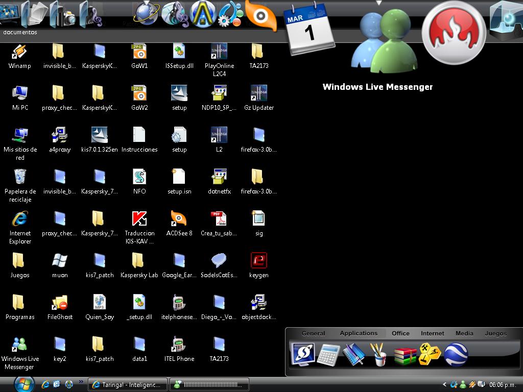 Hlavní panel systému Windows Vista v systému Windows 7