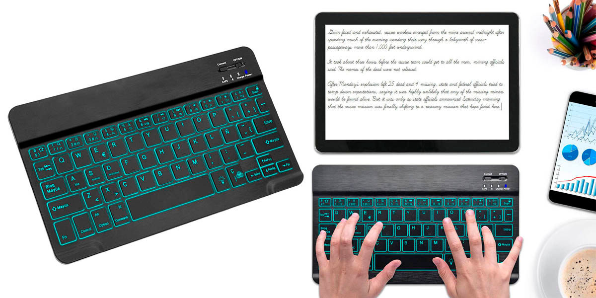 Nejlepší klávesnice pro váš tablet Android jsou zde 9 Coo podsvícená klávesnice pro tablet s barvami RGB