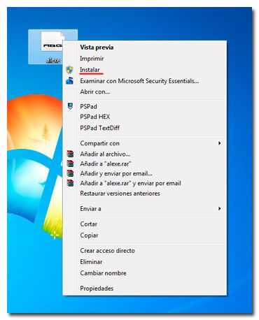 Nainstalujte písma v systému Windows 7 pomocí kontextové nabídky