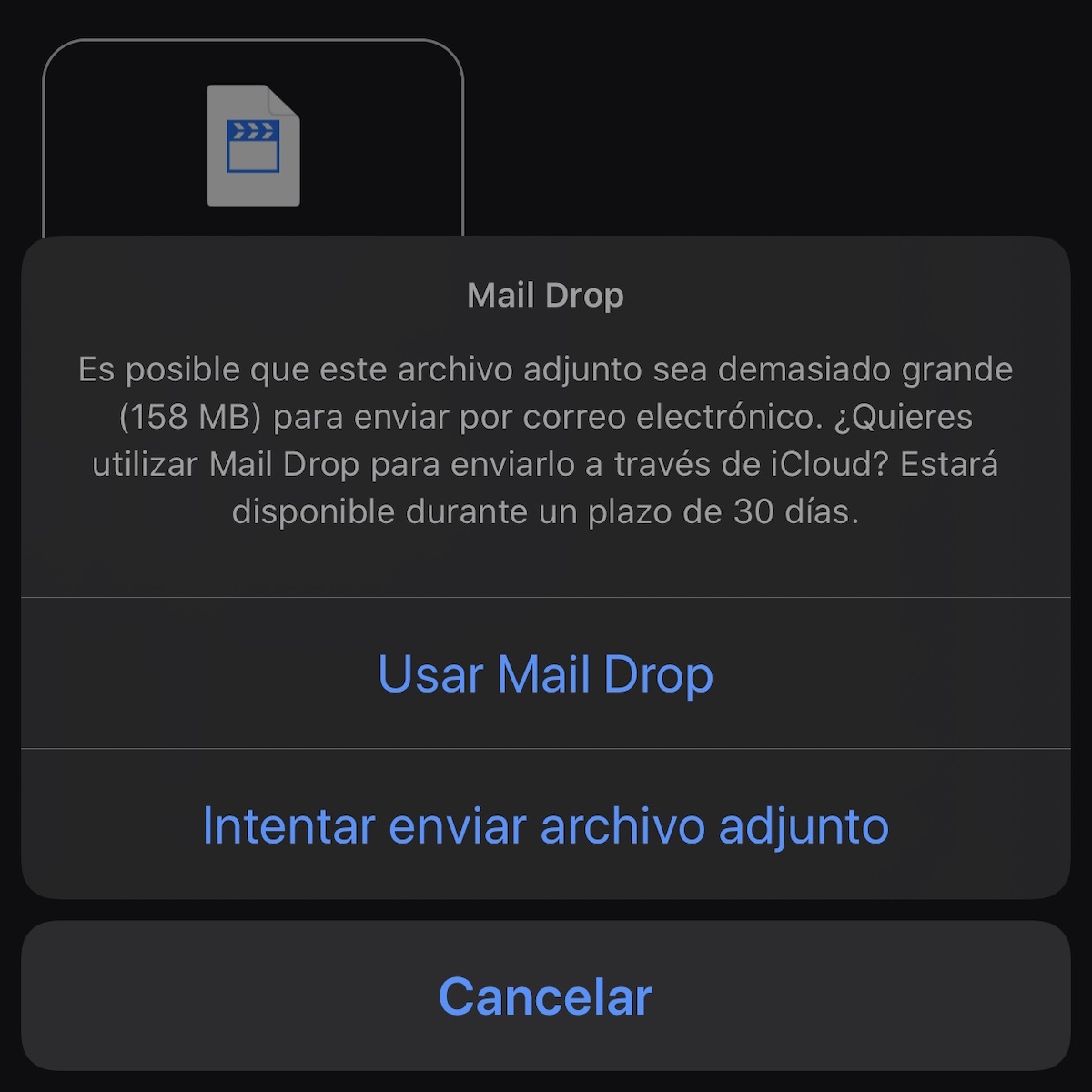 Mail Drop na iPhone