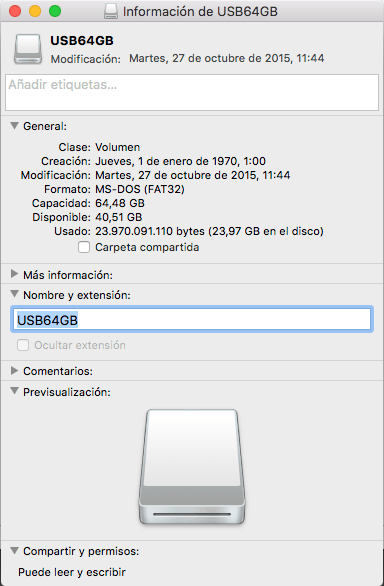 Přejmenujte USB Mac