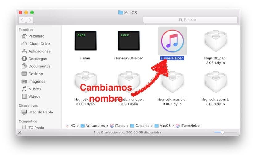 Přejmenujte pomocníka iTunes