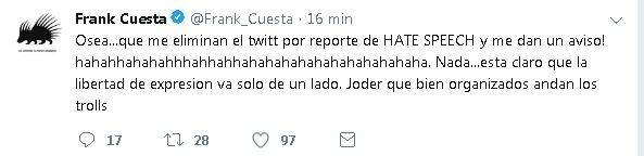 Obrázek - Twitterový účet Franka Cuesty byl zrušen kvůli odpovědi na Dani Mateo