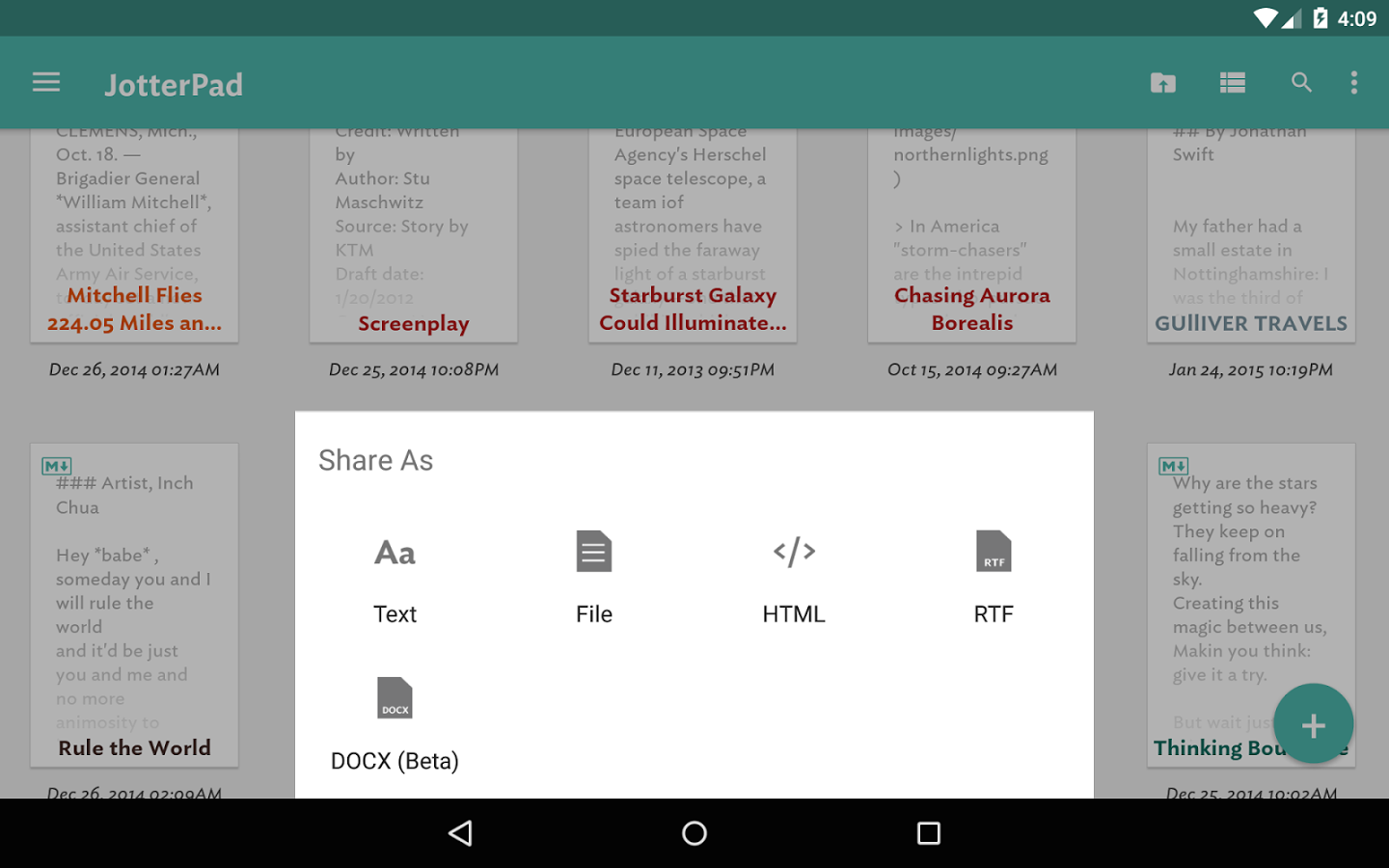 JotterPad Writer, nejlepší textový editor pro Android 3 Spisovatel JotterPad pro Android