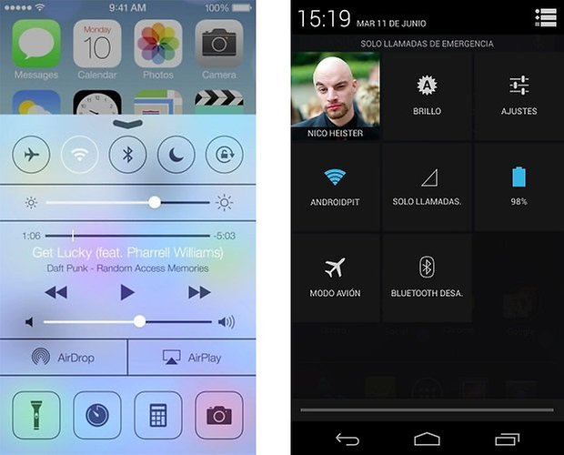 Rychlé nastavení ios Android Control Center