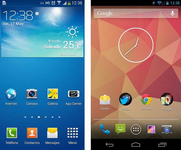 Samsung TouchWiz vs. Sklad Android - Porovnání rozhraní