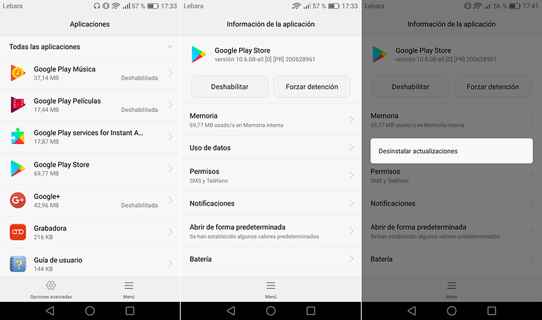 odinstalovat aktualizace google play androidPIT