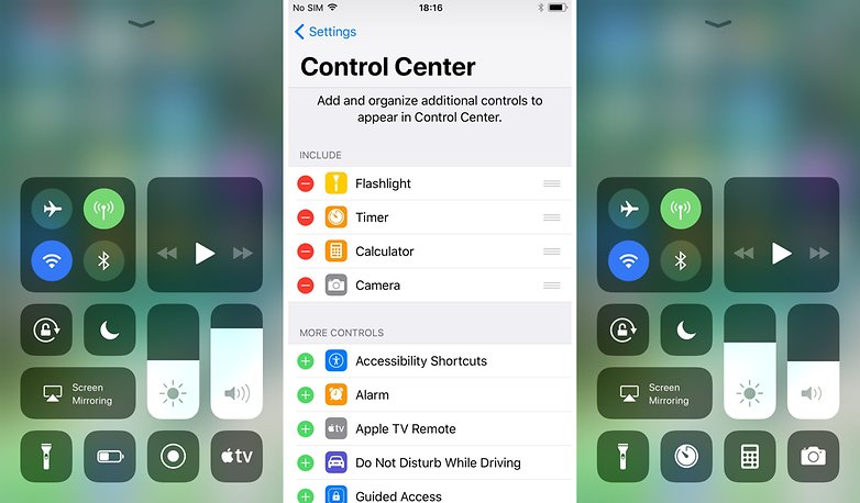 ios 11 řídící centrum