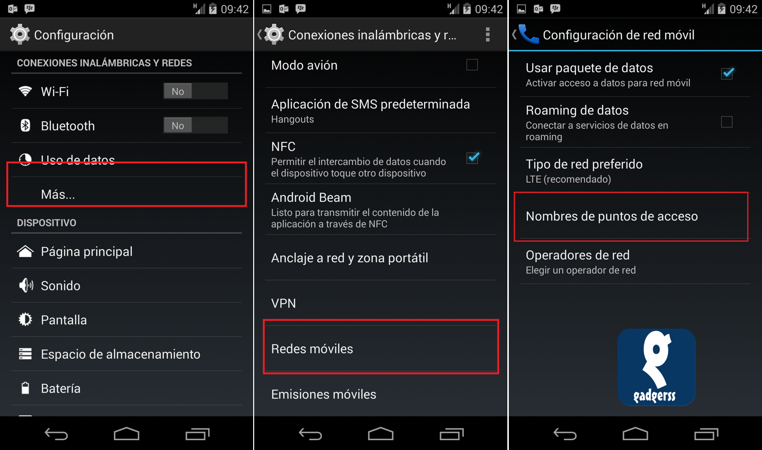 Konfigurace APN Entel