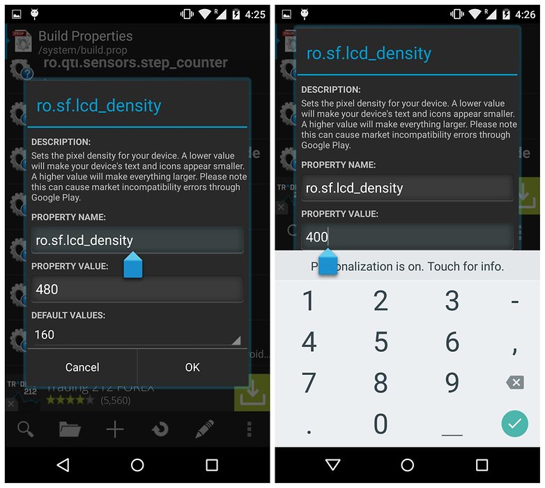 Editor sestavení AndroidPIT ROM Toolbox mění hustotu lcd