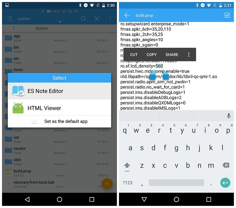 AndroidPIT Nexus 6 DPI změna, průzkumník souborů na 3