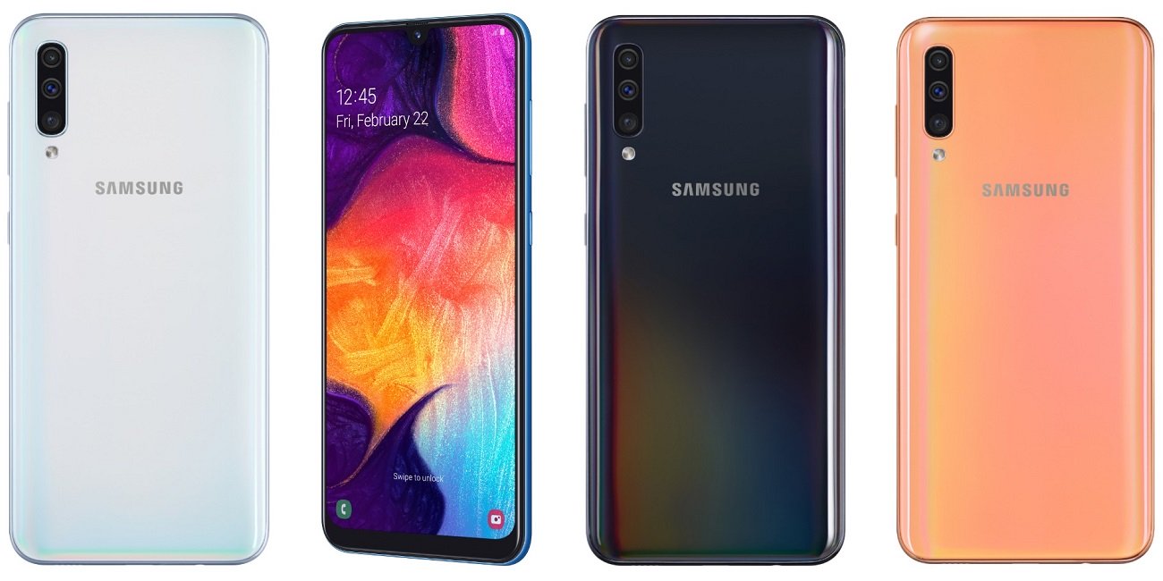 Oficiální Samsung Galaxy A50 se čtečkou otisků prstů na obrazovce a trojitým hlavním fotoaparátem
