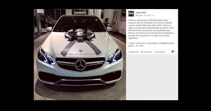 Falešné dárky Mercedes Benz se objevují na Facebooku