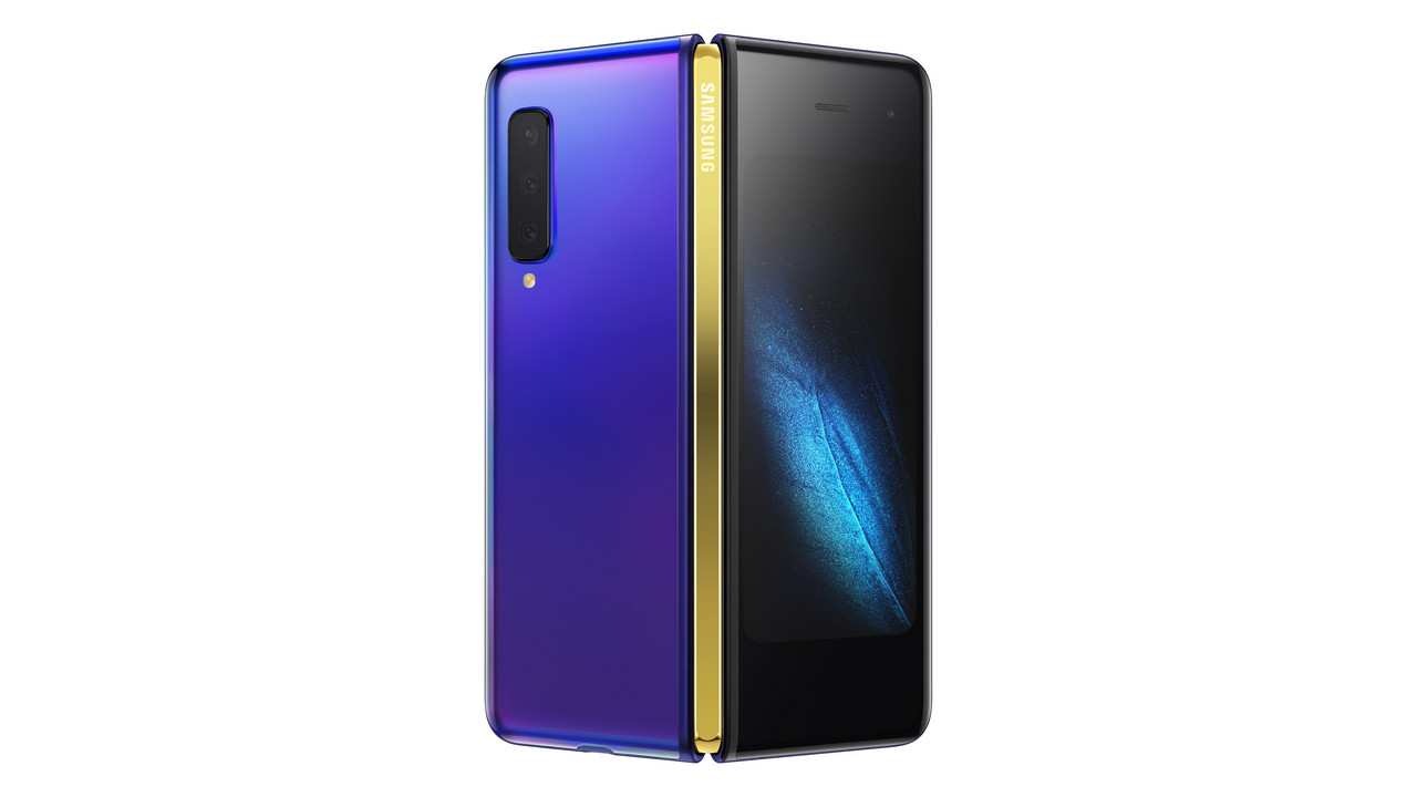 Samsung Galaxy Fold má jedinečný skládací mechanický závěs (žlutý). Obrázek: Samsung