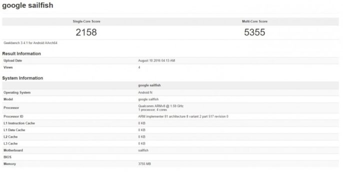 Geekbench Benchmark Nexus Sailfish