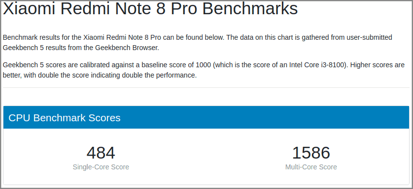 Geekbench Redmi Note 8 Pro