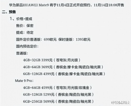 Ceny Huawei Mate 9