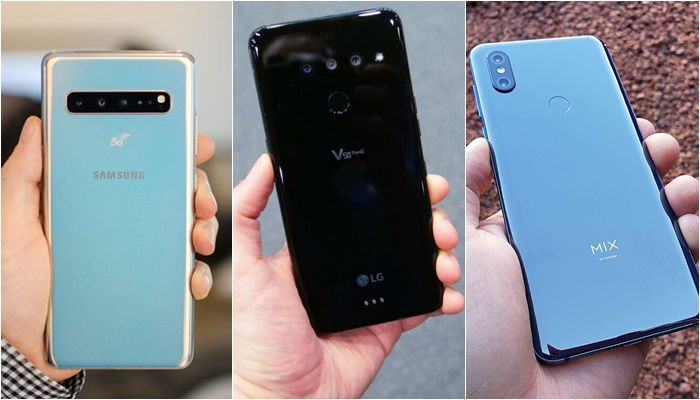 Galaxy S10 5G a LG V50 5G vs Xiaomi Mi Mix 3 5G zpět