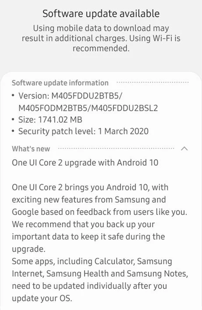 Aktualizace Samsung Galaxy M40 na Android 10: již spuštěna Aktualizace Samsung Galaxy M40 na Android 10 jiz spustena