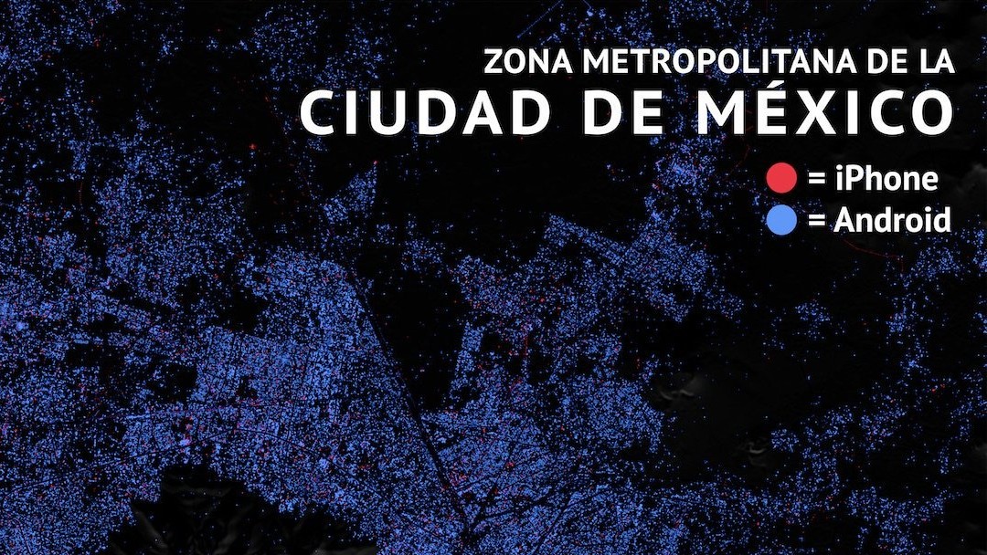 Android nebo iPhone? Tato mapa ukazuje, která je nejoblíbenější v CDMX Tato mapa zobrazuje uživatele iPhone a Android v CDMX