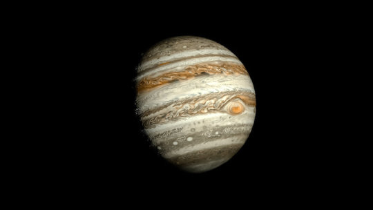 Bouře v Jupiteru narušují barevné pásy planety.
