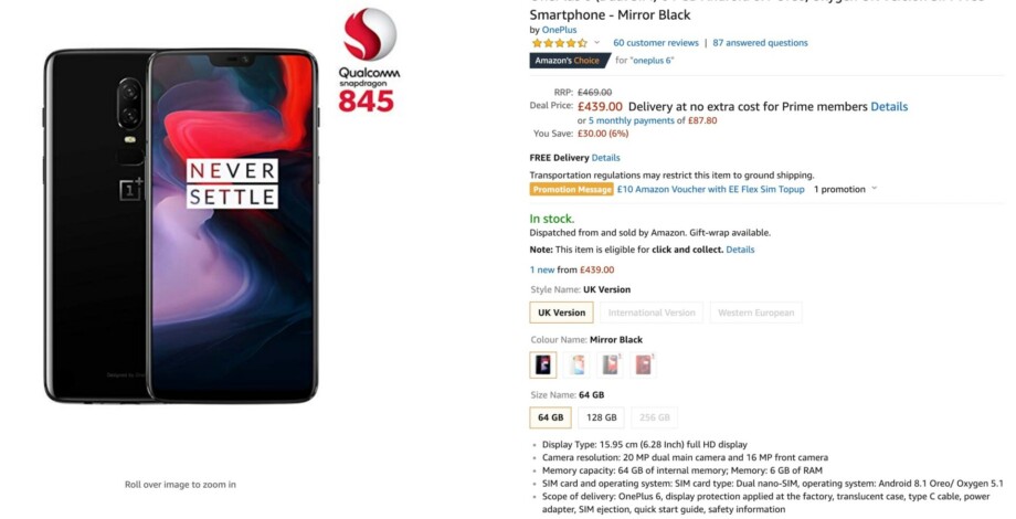 Britská dohoda: OnePlus 6, až 439 GBP…