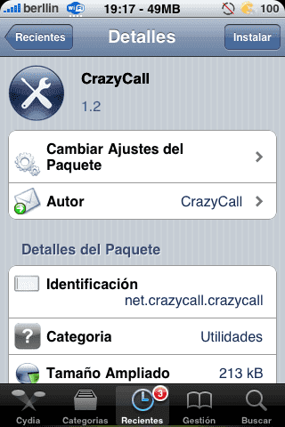 CrazyCall 1.2 - Aplikace - Cydia [Gratuita] - Změňte identitu nebo tón hlasu hovoru