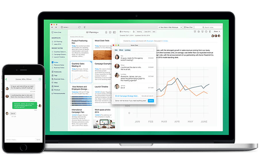 Evernote dostává vylepšení pracovního chatu a rozpoznávání dokumentů