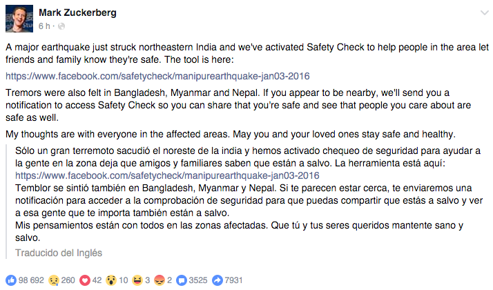 Obrázek - Facebook aktivuje bezpečnostní kontrolu při zemětřesení v Indii