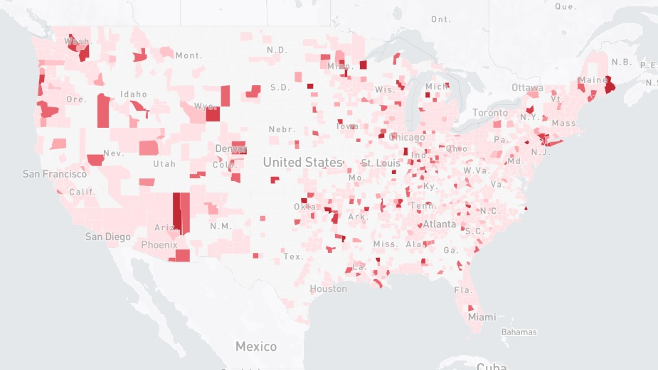 Facebook sdílí tepelné mapy USA