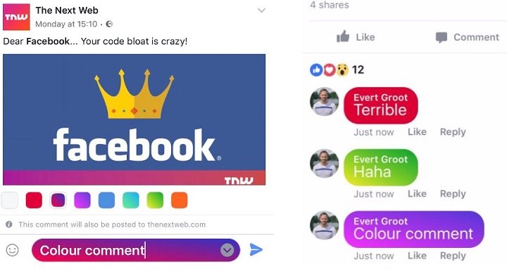 Visual - Facebook vám nyní umožňuje psát komentáře barevně