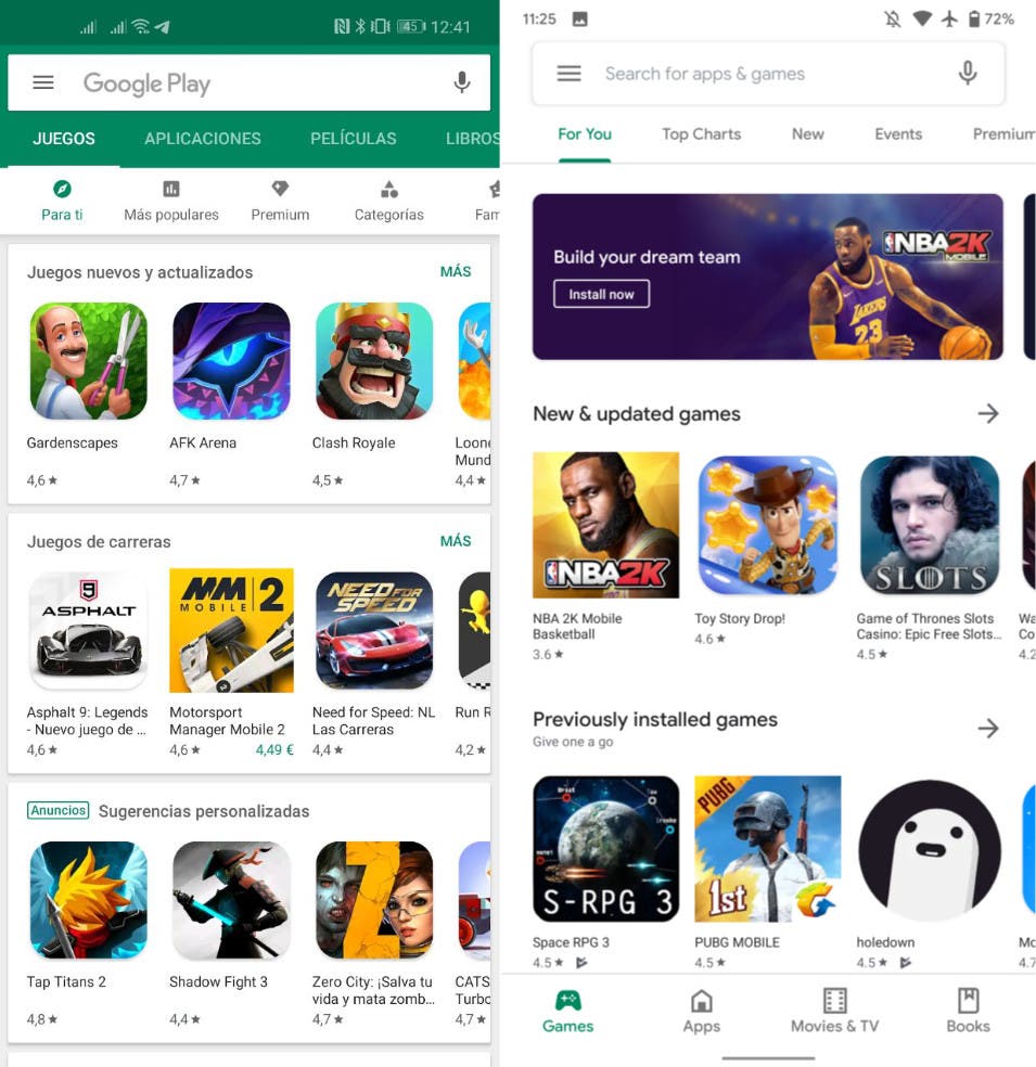 Změny Google Play