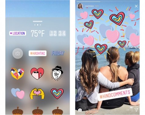 Obrázek - Instagram, & quot; Láskavé komentáře & quot; přidává samolepky srdce pro svou iniciativu