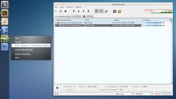 Integrace JDownloaderu s Unity v Ubuntu