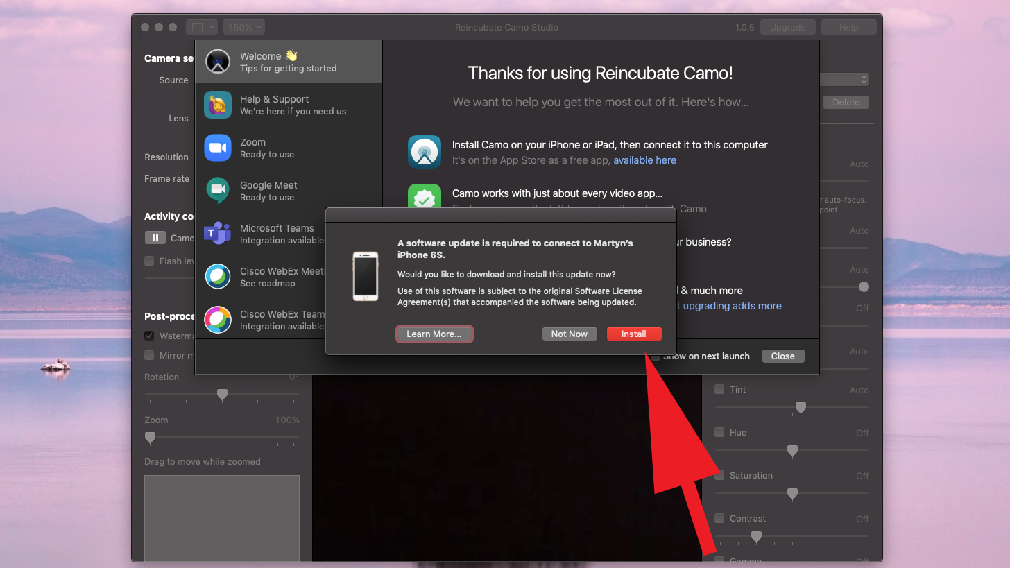 Použijte iPhone jako webovou kameru pro Mac