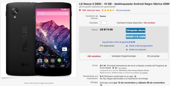 Obrázek - Koupit Nexus 5 za méně než 220 EUR