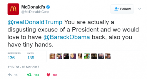Obrázek - McDonald's tweetoval, že Trumpovy ruce byly malé