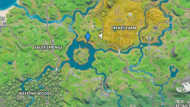 Fortnite Motorboat Time Trial Location západně od Salty Springs