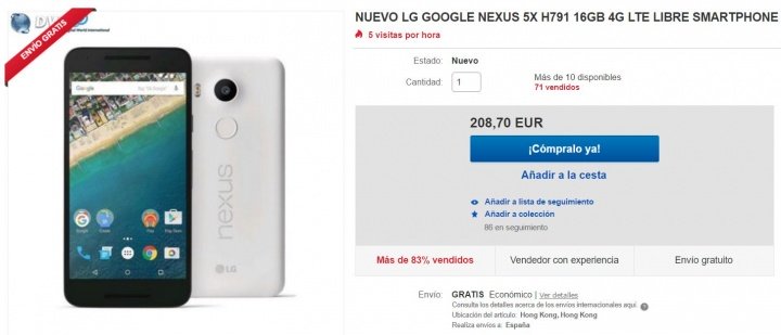 Obrázek - Nabídka: Nexus 5X za 208 eur na eBay