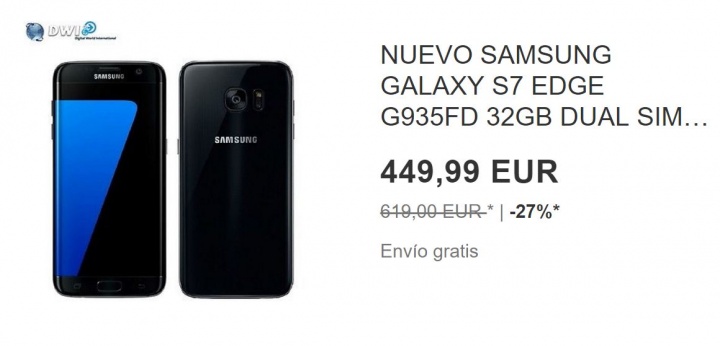 Vizuální - nabídka: Samsung Galaxy S7 Edge 32 GB černý, pouze 449,99 EUR
