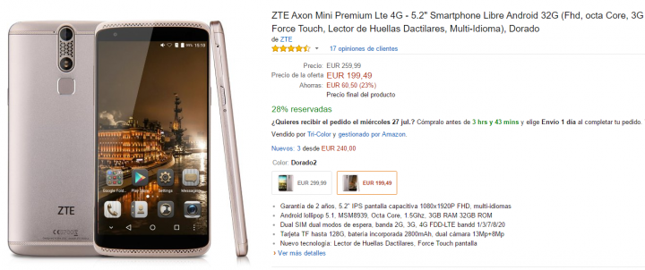 Obrázek - Nabídka: ZTE Axon Mini Premium, o 100 EUR nižší