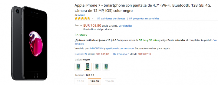 Obrázek - Nabídka: iPhone 7 128 GB černý, pouze 708 EUR