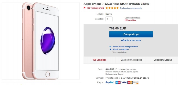 Obrázek - Nabídka: iPhone 7 32 GB pouze za 709 EUR s poštovným ze Španělska