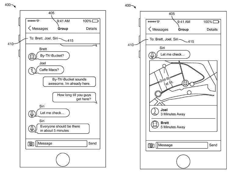 Podle tohoto patentu může být Siri přístupný prostřednictvím chatu iMessage. 5 Siri Patante v iMessage