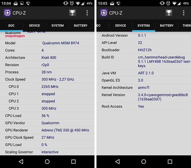 architektura jádra cpuz na úrovni Android api