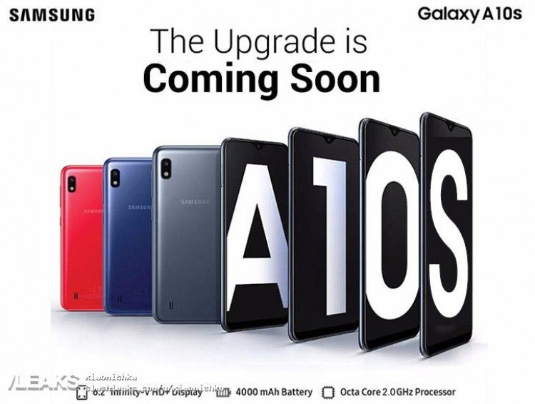 Samsung Galaxy A10s, objeví se oficiální obrázek a ukazuje nám terminál v různých barvách